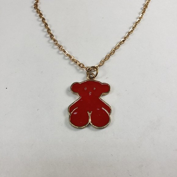 Gold Plated Necklace & Red Teddy Bear Pendant Set - Picture 3 of 5
